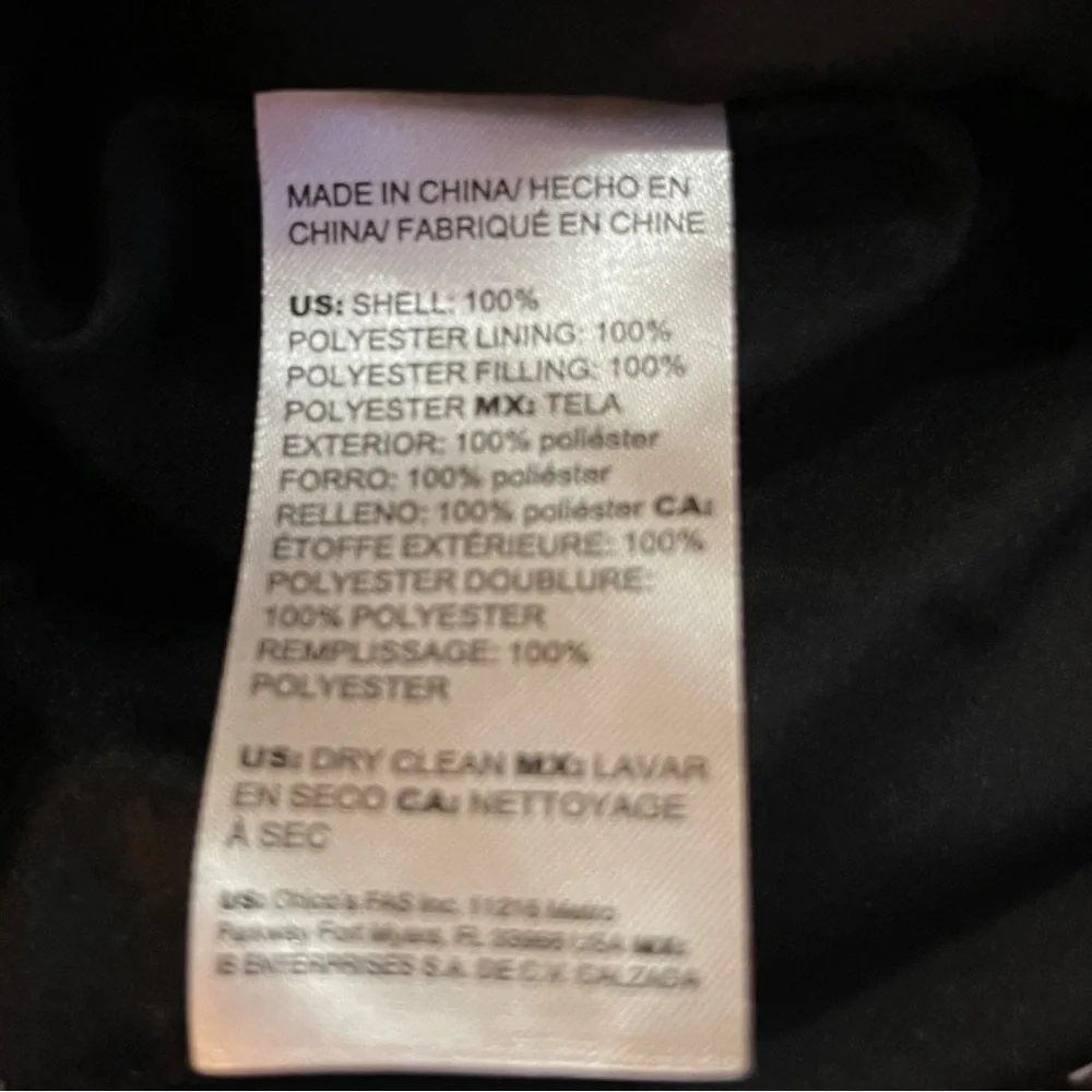 NWT CHICO’S $139 Black Polka-Dot Mandarin Collar Quilted Jacket 2 (Large 12/14) - Picture 10 of 16